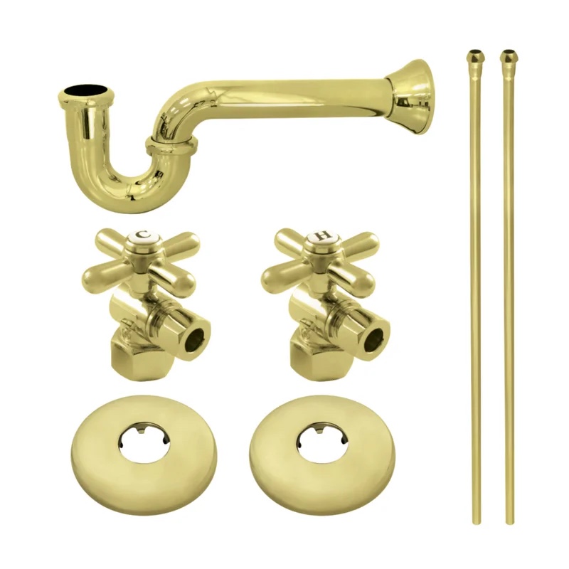 Kingston Brass KPK203 Gourmet Scape Plumbing Supply Kit With 1-1/2" P-Trap - 1/2" IPS Inlet X 3/8" Comp Oulet, Antique Brass