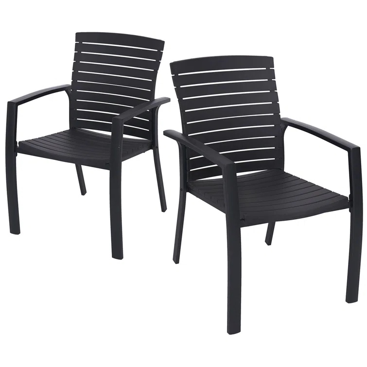 Moriya Aluminum/Plastic Outdoor Stackable Dining Armchair set of 2