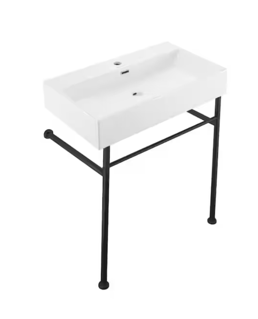 Claire 30 Ceramic Console Sink White Basin (similar to stock photo)