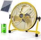 blessny 14" Battery Operated Fan with 20W Solar Powered, 15000 mAh Rechargeable Floor Fan for Outdoor Camping, All Metal Sturdy Portable Fan with 5-30 Hours Running Time, 40dB Quiet Operation