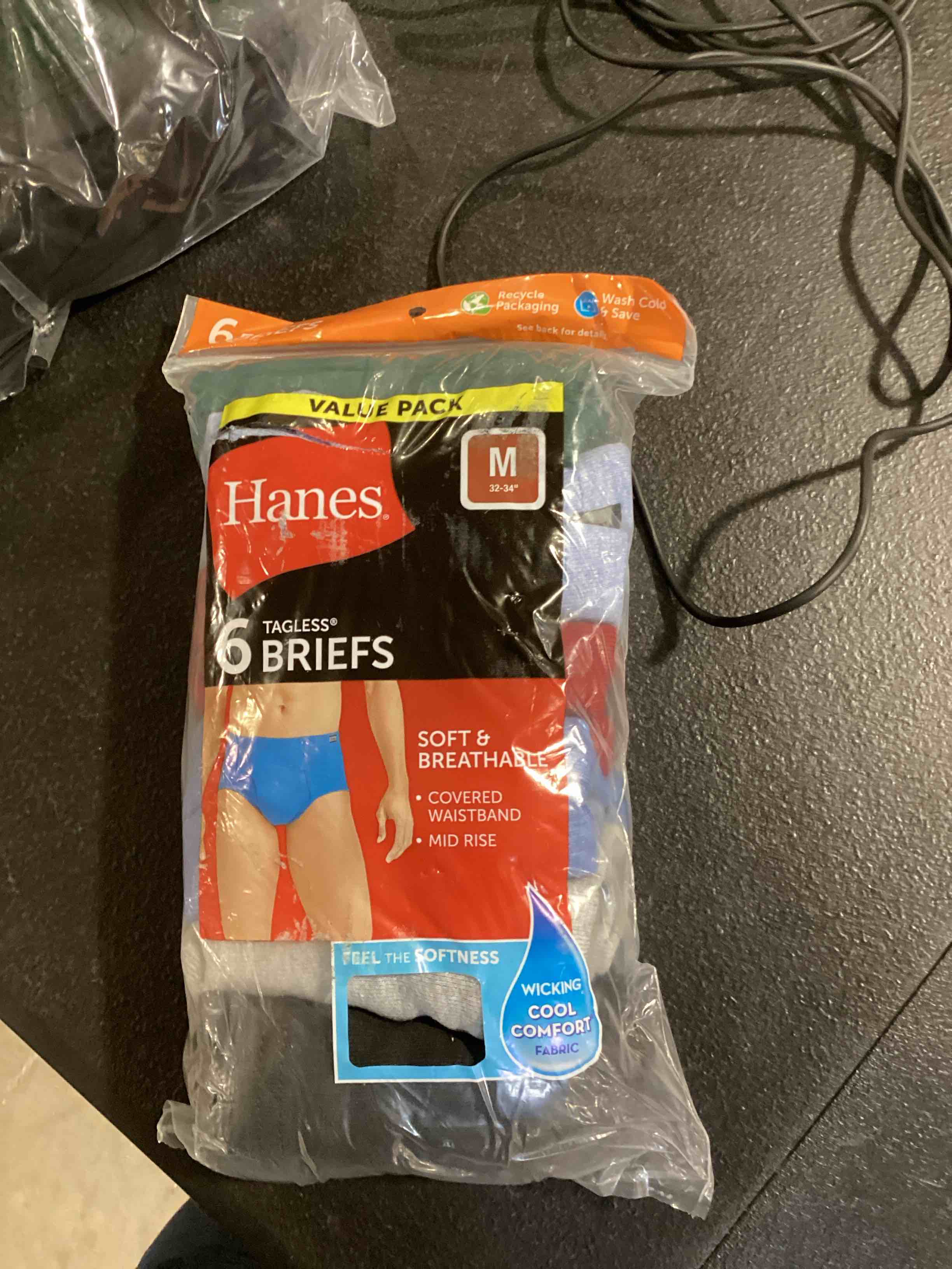 Hanes Men's Underwear Briefs, MidRise, MoistureWicking, 6Pack Medium