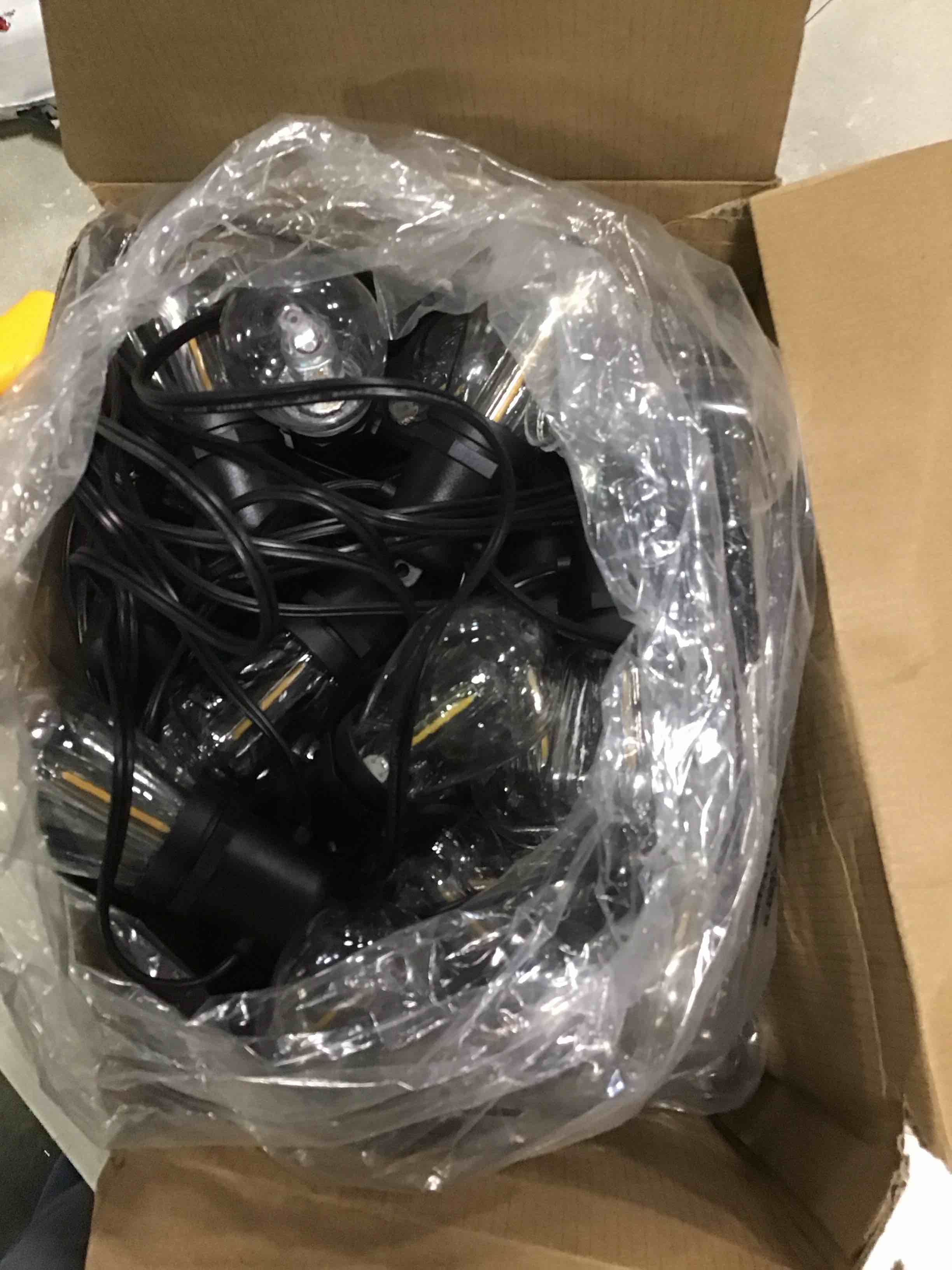 S14 96Ft Outdoor LED String Lights, 2 x 48FT Commercial Grade Hanging Outdoor Patio Lights with Weatherproof LED Bulbs, Outdoor Lights for Patio Deck Market Bistro Garden Backyard Decor, Black Wire