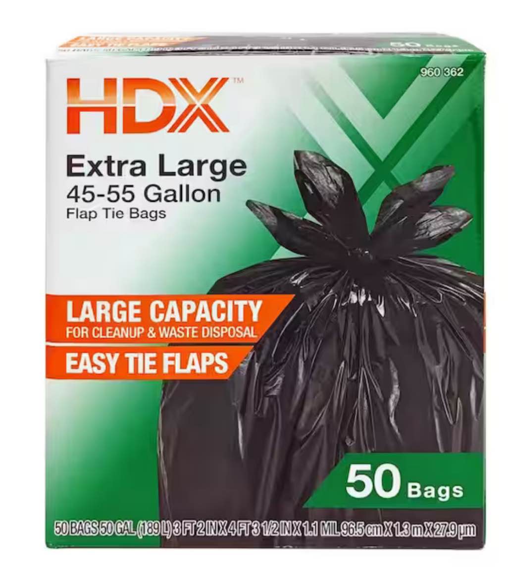 50 Gallon Wave Cut Extra Large Trash Bags (50-Count)