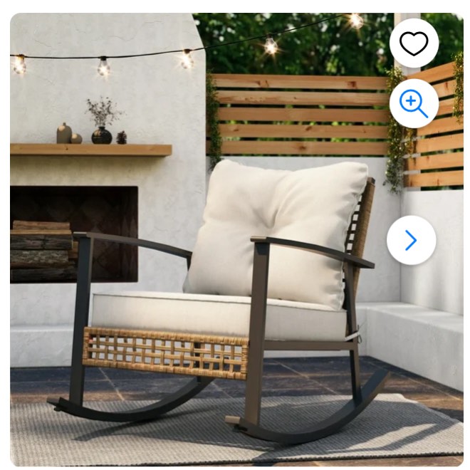 LAUSAINT HOME Outdoor Rocking Chair, Patio PE Rattan Glider Chair with Thick Cushions, 1 PCS