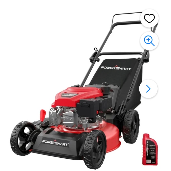 PowerSmart 3-in-1 Gas Push Lawn Mower 17-inch 144cc Engine, 6-Position Height Adjustment
