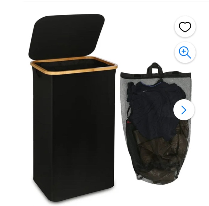 Inadays Laundry Basket Clothes Laundry Hamper 100L with Lid with Bamboo Handles and A Removable Laundry Bag Large Collapsible Foldable Laundry Hamper for Bedroom, Bathroom, Dorm, Laundry Room