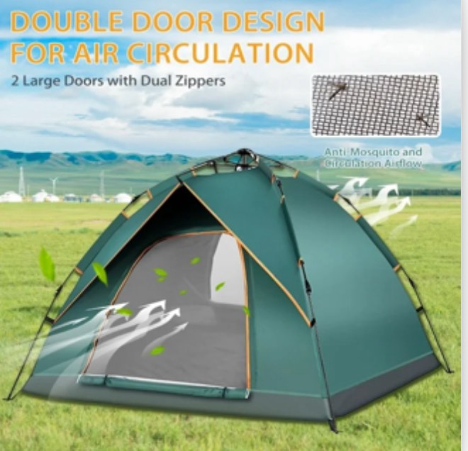 Tents for Camping 2-4 Person Waterproof, Includes Carrying Bag, Pop Up Canopy Instant Family Tent with Windproof Ropes Anti-UV, Ultralight Blackout Camping Tent for Beach Camping, Hiking, Camp Outdoor