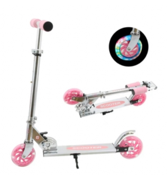 Scooter for Kids Ages 6-12 - Kids Kick Scooters with Led Light Up Wheels & 3 Levels Adjustable Handlebar, Lightweight Foldable 2 Wheel Girly Pink Scooter, Christmas Birthday Gifts for Girls Boys.