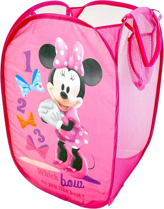 Disney Minnie Mouse Pop Up Hamper with Durable Carry Handles, 21" H x 13.5" W X 13.5" L