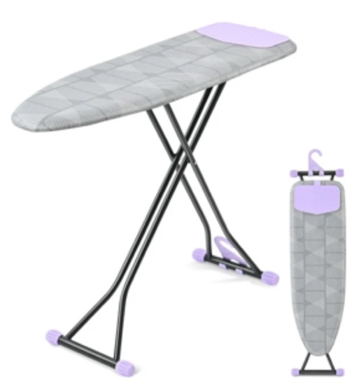 KK KINGRACK Ironing Board, Iron Board Full Size with Hanger & Rotating Nonslip Feet, 7 Level Height Adjustable, 43x13 in, Gray