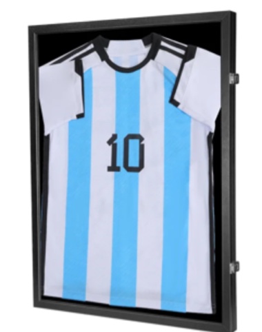 Jersey Display Frame Case - Large Black Frame with UV-Resistant Fading Protection, Perfect for Displaying Knitted Keepsakes and Sports Memorabilia (Basketball, Football, Ice Hockey, etc.)