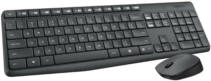 Wireless Keyboard and Mouse Combo for Windows, USB Receiver, 15 FN Keys, Long Battery Life, Compatible with PC, Laptop