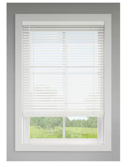 LEVOLOR Trim+Go 2-in Slat Width 23-in x 48-in Cordless White Faux Wood Room Darkening