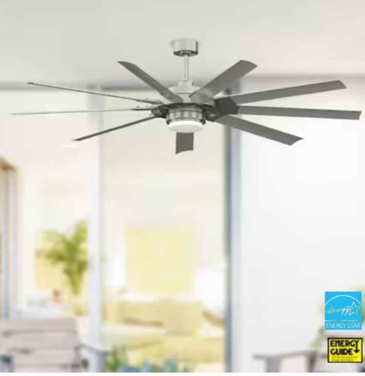 Fanimation Studio Collection Slinger v2 72-in Brushed Nickel with Gray Blades Color-changing