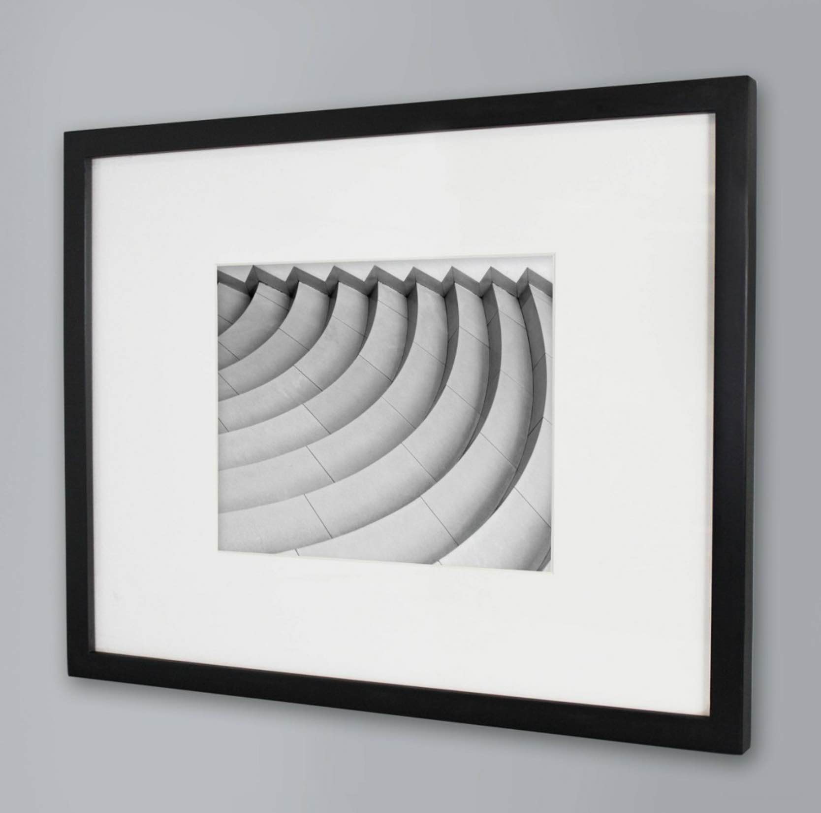 16" x 20" Matted to 11" x 14" Thin Gallery Frame Black - Threshold™: Modern Style, Beveled Acid-Free Mat, MDF Composite