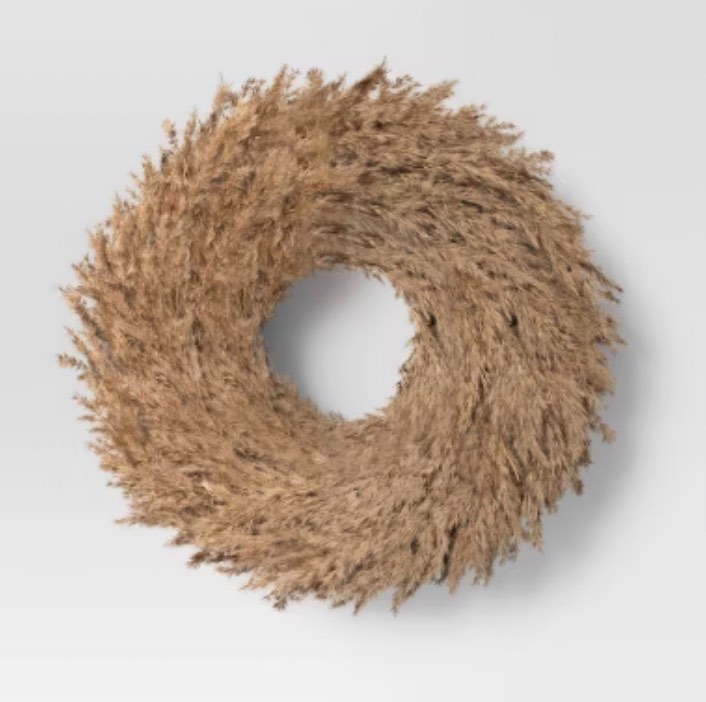 Pampas Preserved Dried Wreath Brown - Threshold™