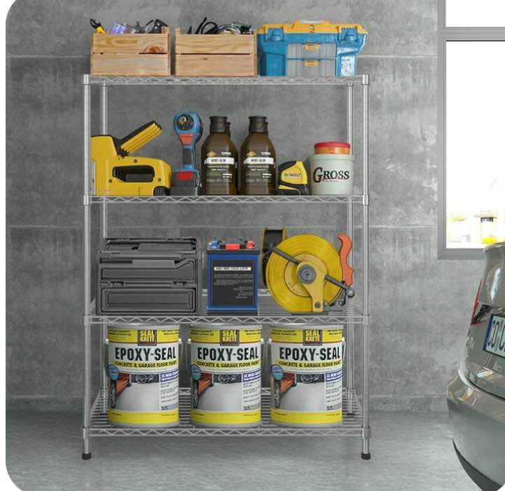 Ktaxon 4-Tire Heavy Duty Storage Rack, Adjustable NSF Wire Shelving Unit Garage Kitchen Silver, Capacity for 800 lbs, 36"L x 14"W x 55"H