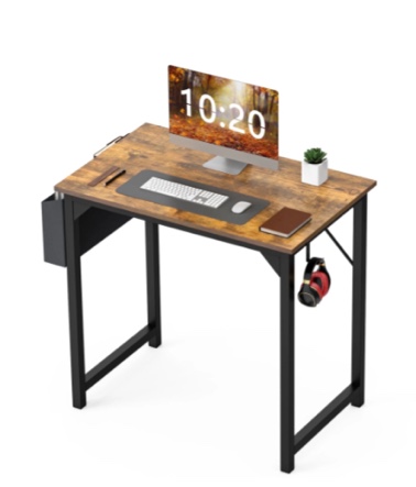 EDX Adult Modern Simple Style with Storage Bag and Iron Hook Small Office Desk, Rust