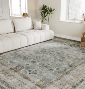 SIXHOME Rugs for Living Room Washable 4x6 Area Rugs Oriental Carpet Traditional Bedroom Dining Kids Room Throw Rug Non Slip Vintage Foldable Distressed Print Neutral Indoor Rug Green