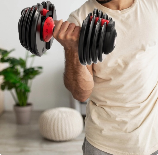 FitRx SmartBell ,Quick-Select 9 in 1 Adjustable Dumbbell for Home Gym, 5-25lbs. Weight in 2.5lbs Increments (( only 1  ))