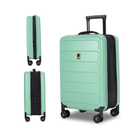 Landisun Collapsible Carry-on Luggage, Hardshell 20 inch Travel Luggage with Spinner Wheels, Light Green