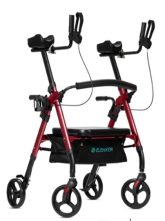 ELENKER Heavy Duty Upright Rollator Walker, 500 lbs Capacity, Adjustable Mobility Walking Aid for Seniors, Red