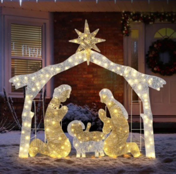 UBesGoo 6ft Light-Up Christmas Nativity Scene Christmas Outdoor Nativity Decor Decoration