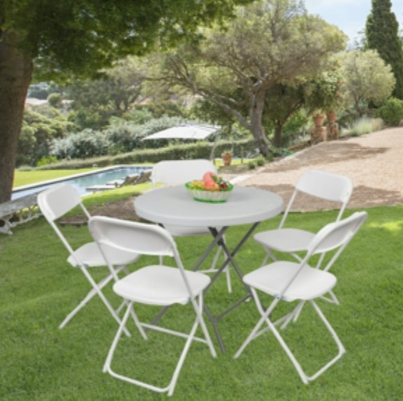 Ktaxon 4 Pack Portable Plastic Folding Chairs, Stackable Chairs for Events Office Wedding Party, Heavy Duty Steel Frame, Weight Capacity 350 LBS, White