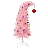 Ayieyill 5Ft Artificial Christmas Tree, Pink Whimsical Christmas Tree with Metal Stand & Ball Ornaments