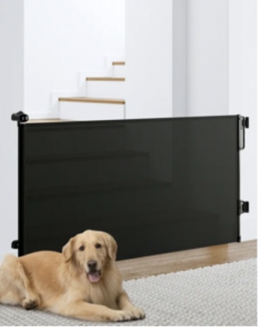 Ophanie Retractable Baby Safety Gate,Mesh Dog Pet Gate 33" Tall, Extends to 55" Wide, Indoor & Outdoor Child Gates for Stair&Doorways, Black