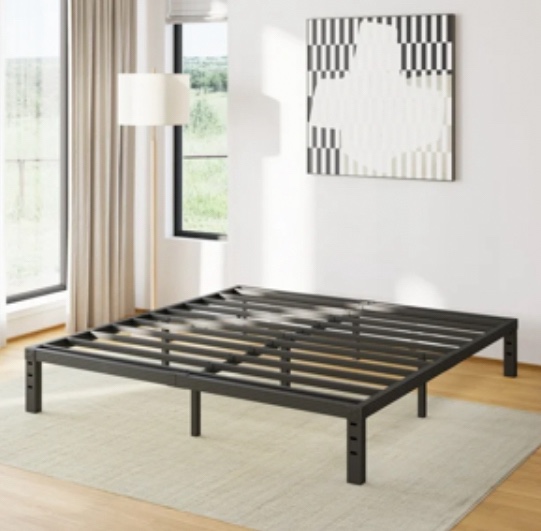 COMASACH 12 inch Queen Bed Frame, Easy Assembly, No Box Spring Needed, Heavy Duty Metal Platform Queen Size, Noise Free, Black