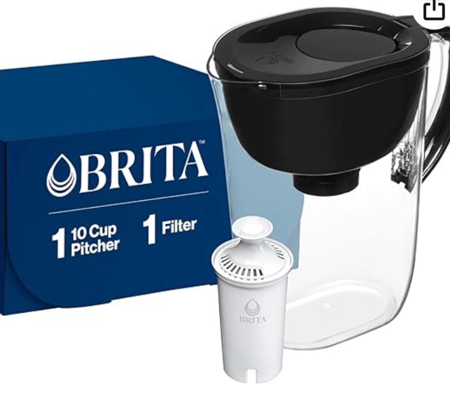 Brita Large Water Filter Pitcher for Tap and Drinking Water with SmartLight Filter Change Indicator + 1 Standard Filter, Lasts 2 Months, 10-Cup Capacity, Black