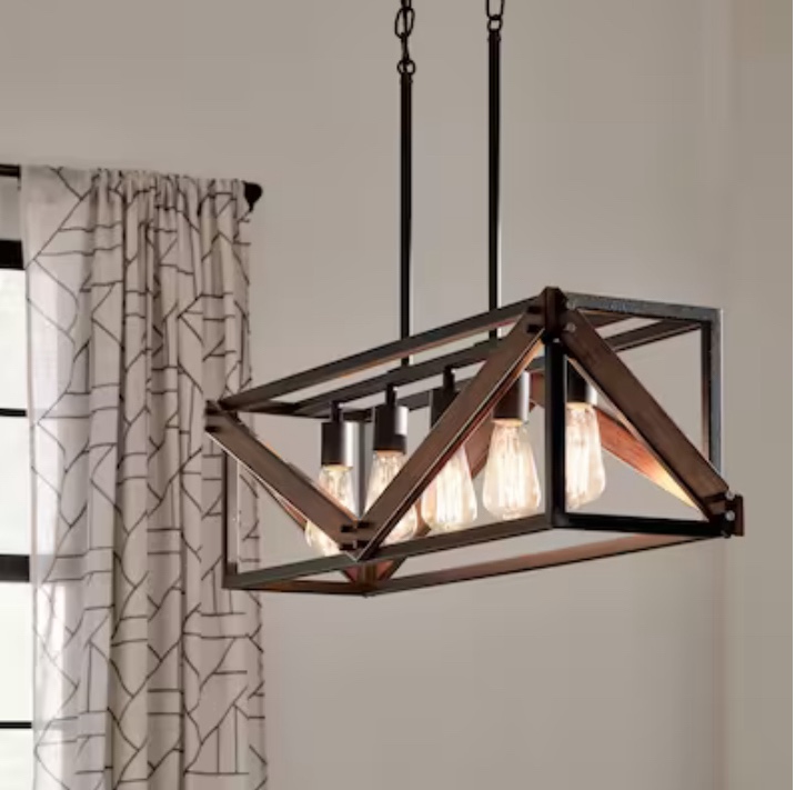 Kichler Barrington 5-Light Distressed Black Farmhouse Dry rated Chandelier