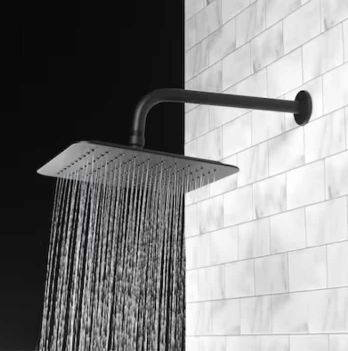 allen + roth Reign Matte Black 10-in Square Fixed Rain 1.8-GPM (6.8-LPM)