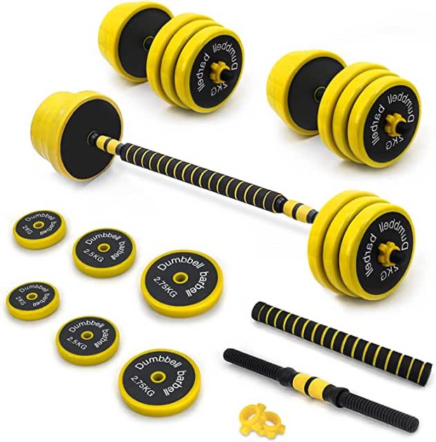 Vivitory Adjustable Dumbbells Set, Weights Dumbbells Set with Connector, Neoprene Coating Barbell Weight Set for Home Gym, Free Weights for Exercises, Up to 44Lbs, Cast Iron with Matte Finish