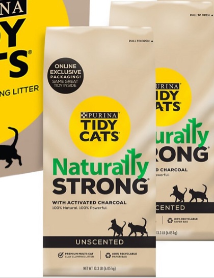 Tidy Cats Naturally Strong Unscented Clumping Clay Cat Litter, 13.3-lb bag, 2 count 