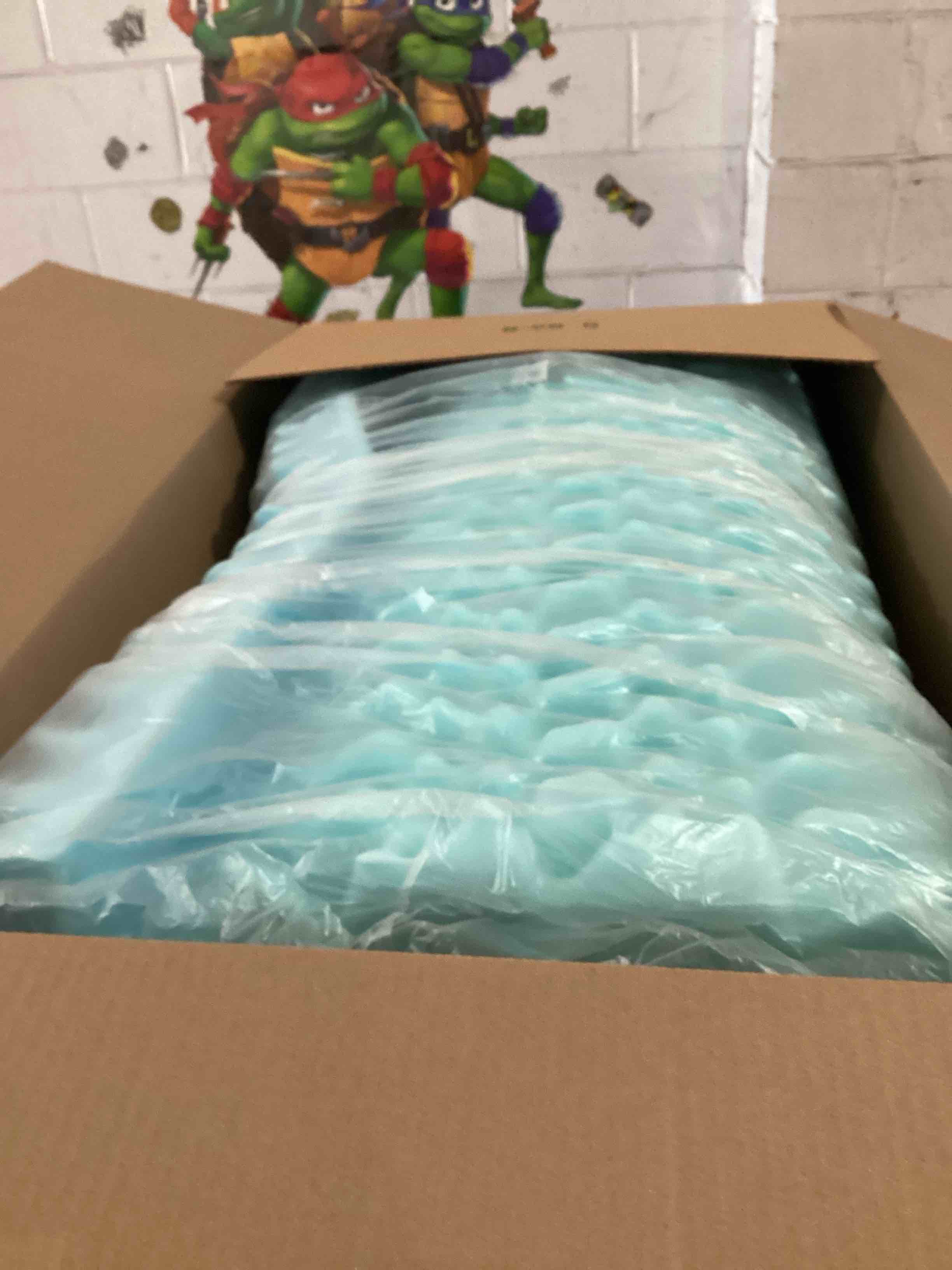 Condition photo showing As Is for dmi foam mattress topper, egg crate foam pad, mattress pad and bed topper for support, air circulation, pressure relief and weight distribution, hospital size mattress, 33 x 72 x 4, blue hospital 4 inch