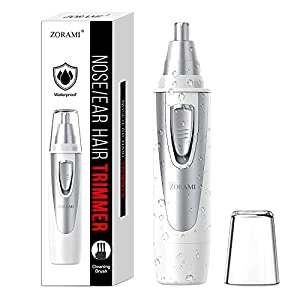 Ear and Nose Hair Trimmer Clipper - Professional Painless Eyebrow & Facial Hair Trimmer for Men Women, Battery-Operated Trimmer with IPX7 Waterproof, Dual Edge Blades for Easy Cleansing