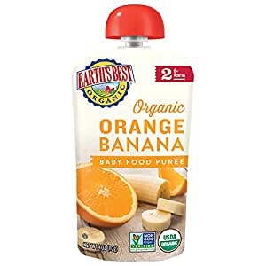 Best By Date 03/15/2023 ( 8 Pack) Earth's Best Organic Stage 2, Orange Banana Baby Food, 1 Pouch (113g)