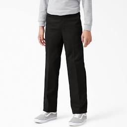 Size 4 Dickies Boys Black Classic Fit Flex Waist Flat Front Pant