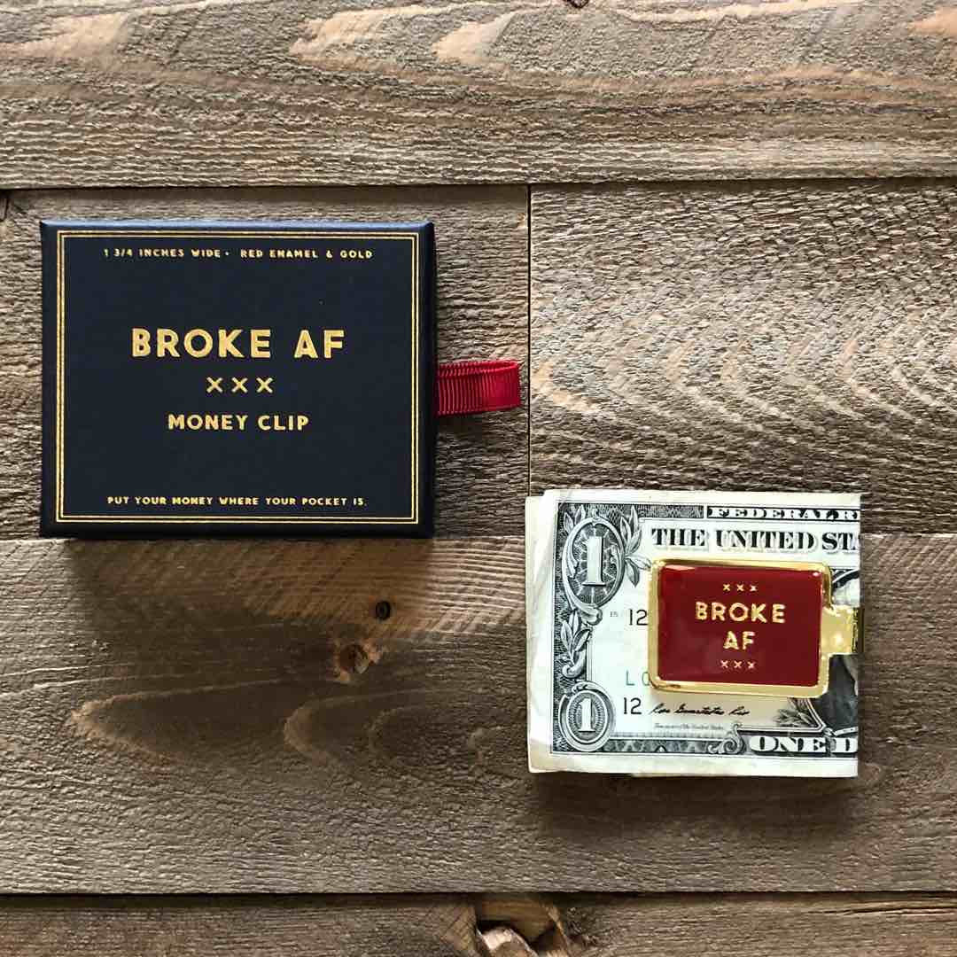 Enamel-Inset "Broke AF " Money Clip