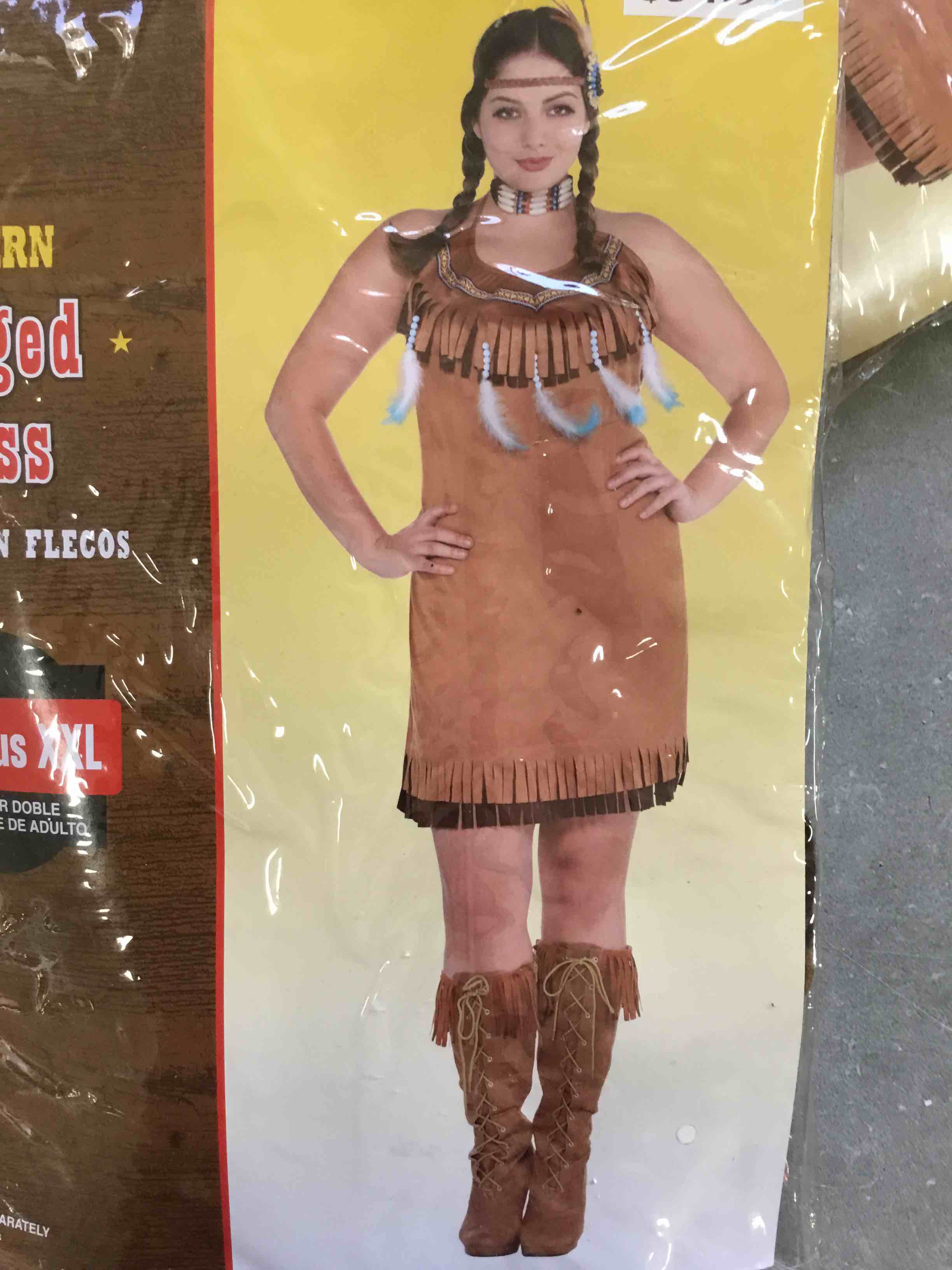 Western Fringed Dress Native American Costume Adult Plus Xxl