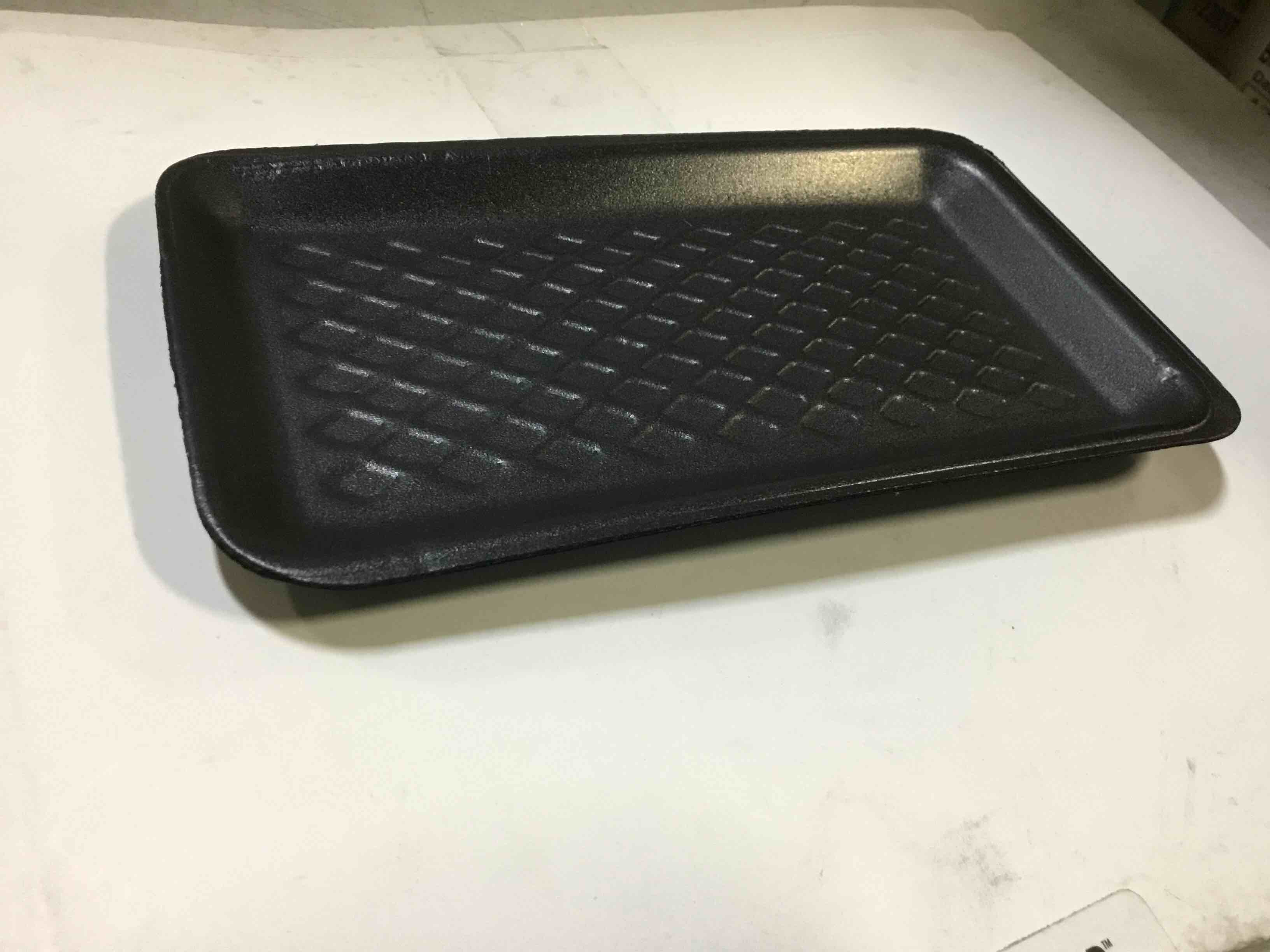 (Bag of 500 Trays) Supermarket Trays, Black, Foam, 8 1/4 x 4 3/4 x 5/8 