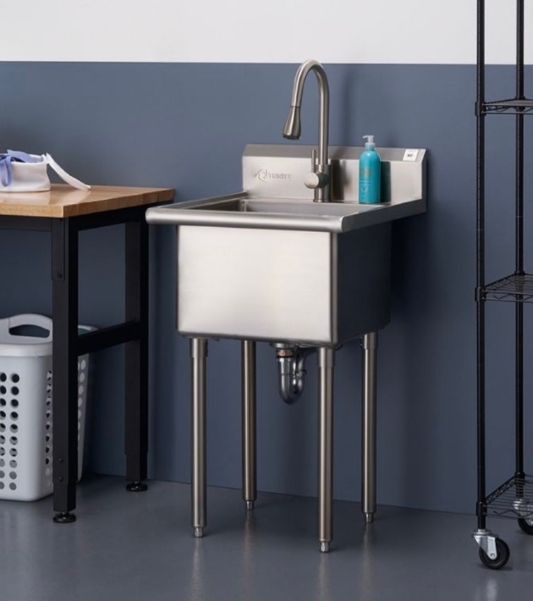 Trinity Stainless Steel Utility Sink With Pull-Out Faucet