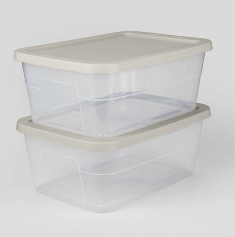 2pk 16qt Clear Storage Boxes Gray - Room Essentials
