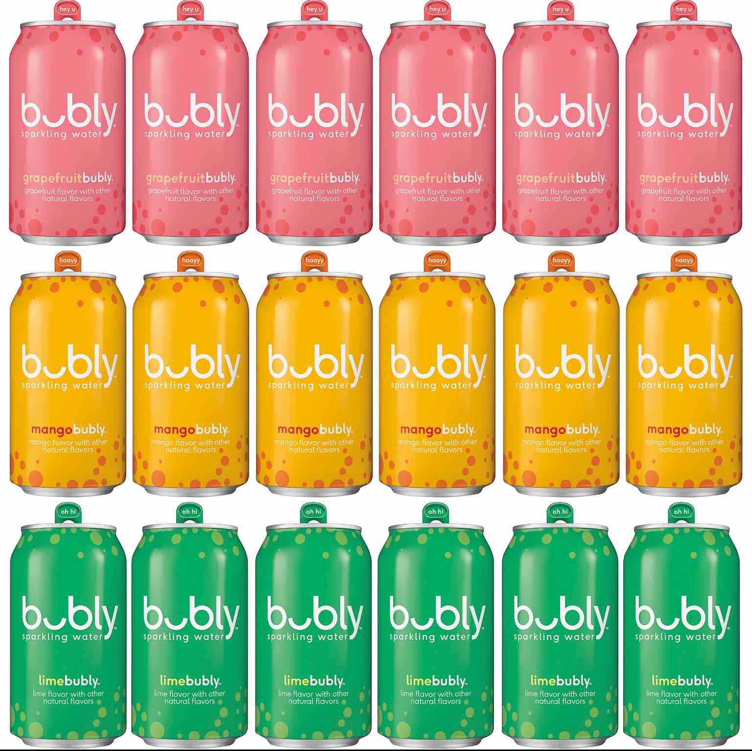 bubly Sparkling Water, Tropical Thrill Variety Pack, 12 fl oz. Cans,