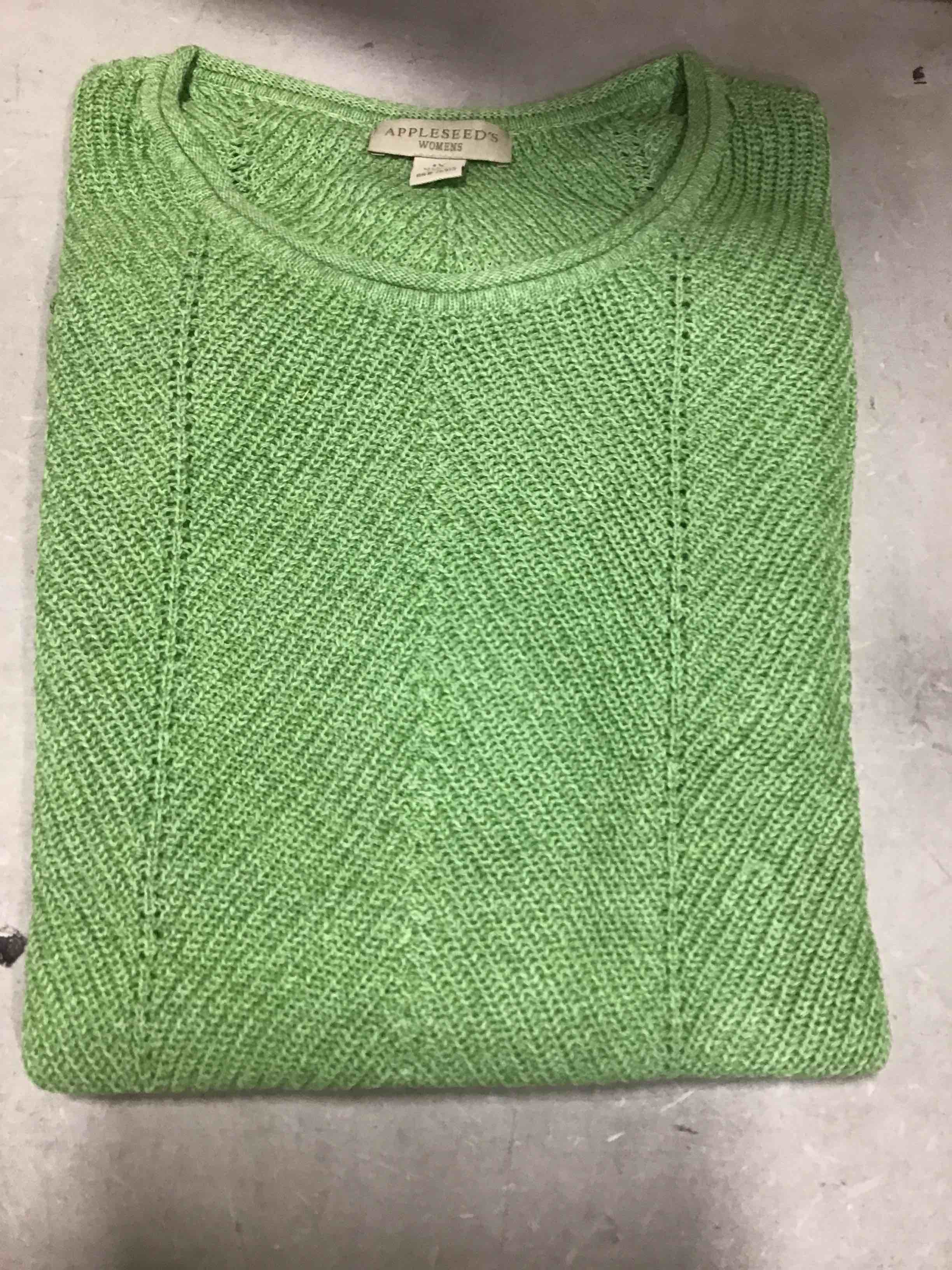 appleseeds womens green short sleeve sweater, 1x