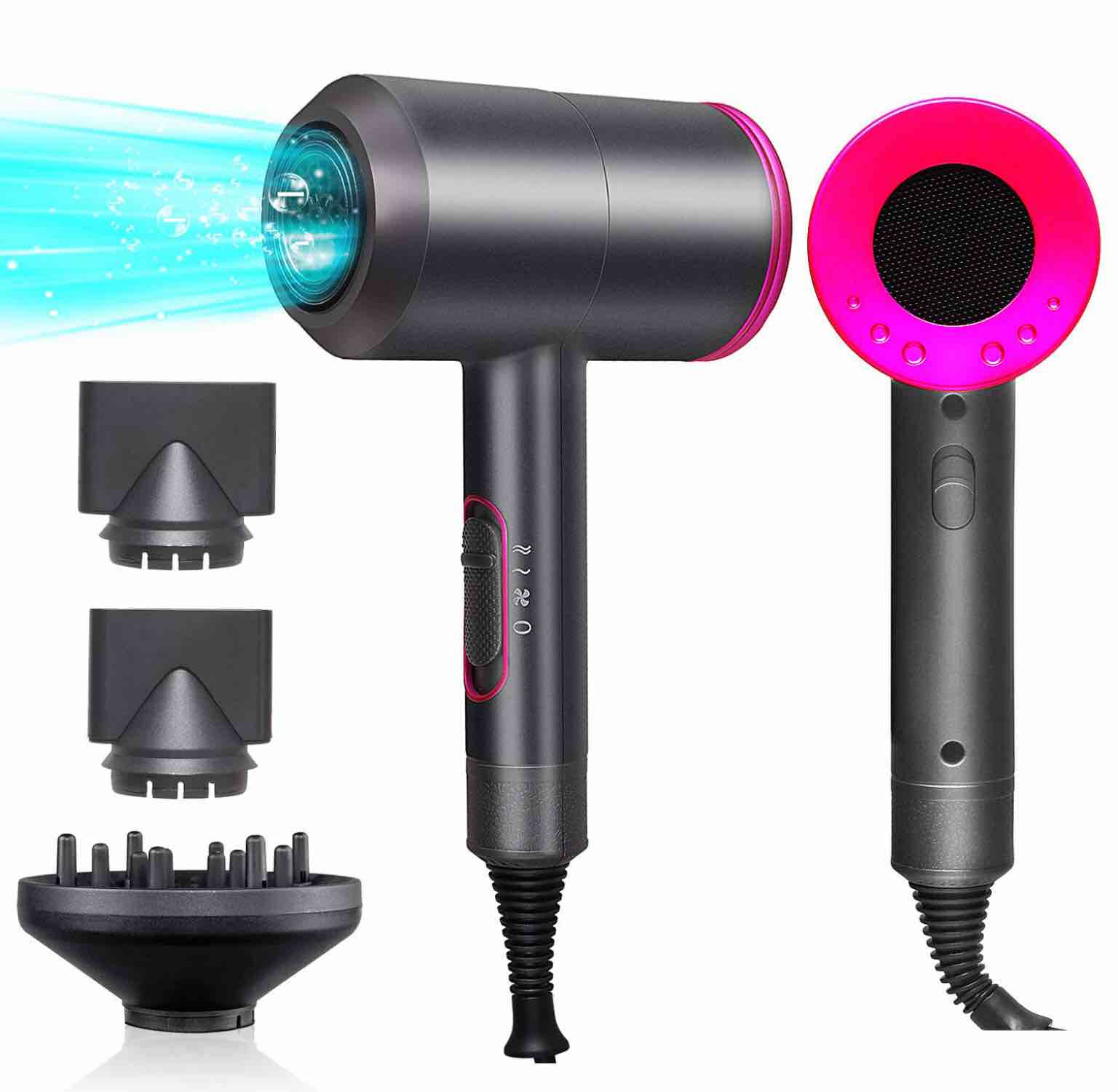 1800W Professional Hair Dryer with Diffuser Ionic Conditioning - Powerful, Fast Hairdryer Blow Dryer,AC Motor Heat Hot and Cold Wind Constant Temperature Hair Care Without Damaging Hair