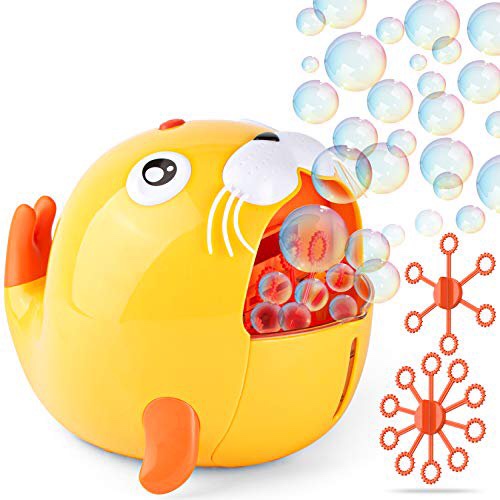 1byone Seal Style Bubble Machine, 1200 Bubbles Per Minute Automatic Bubble Maker Blower, Outdoor or Indoor Use for 3 Year Old Kids Toddler Parties,7.8x7.4x7.09 inches