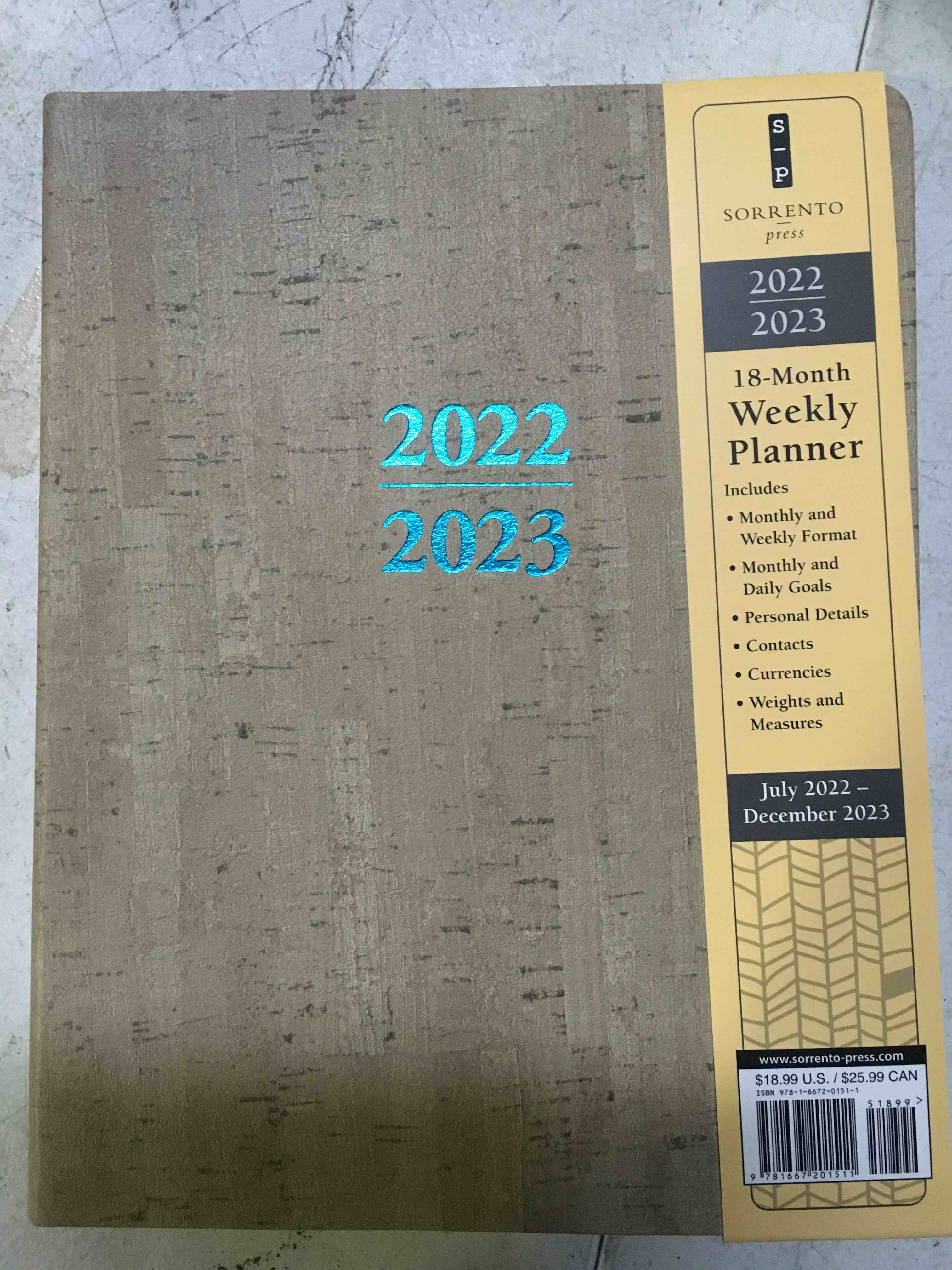 2022- 2023 Sorrento Press 18 Month Weekly Planner   